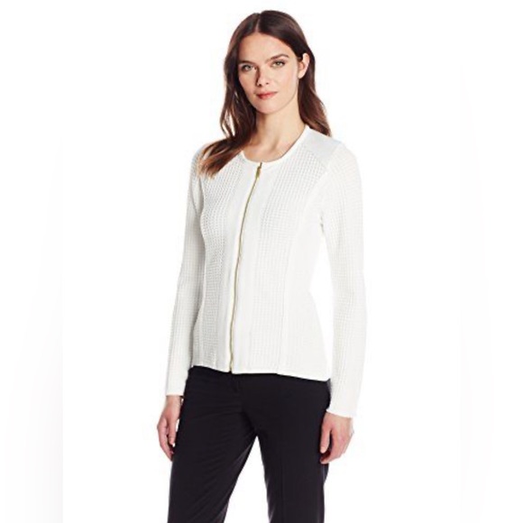 Calvin Klein White Knit Jacket - Picture 1 of 5